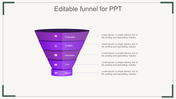 Purple funnel infographic with five labeled segments, from metrics at the bottom to predictability at the top.
