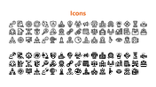 A collection of various business icons in black and white, including symbols for teamwork, analysis, goals, and leadership.