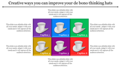 Colorful grid infographic with white hats on blocks in purple, blue, green, yellow, magenta, and red, labeled with captions.
