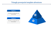 Blue pyramid design with two stacked sections numbered 1 and 2, and caption boxes on the left.