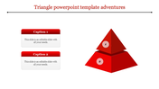 Red pyramid structure with two segments and numbered labels, alongside two descriptive captions on the left.