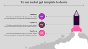 PowerPoint template with a rocket illustration and numbered captions in a colorful layout.