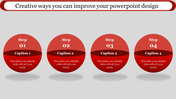 Four red circular steps labeled 01 to 04 with captions and text, arranged horizontally in a clean layout.