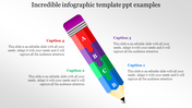 Pencil shaped infographic with segments in red, purple, green, and blue, each paired with captions.
