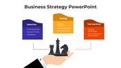 PowerPoint slide for a business strategy presentation with a modern and clean layout and caption.