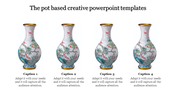 Set of four traditional vases displayed in a creative PowerPoint template.