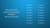 Content slide with a centered title and a two column list of 16 captions, each marked with a star icon, on a blue background.