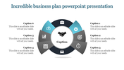 Circular infographic with gray and teal sections, featuring a central handshake icon, and six captions around it.