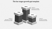Bar stage growth template with three gray bars labeled 75%, 85%, and 50%, surrounded by captions areas.