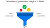 Blue funnel infographic template with colorful icons representing data flow, highlighting key inputs and outputs.