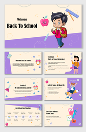 Back to school with cute student illustration activities timeline icebreaker drawing tasks and welcome slides