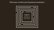 Square maze design with white outlines on a dark brown background, featuring a layered geometric layout.