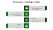 Stacked business process diagram with green square icons for key business stages, each  with a rounded gray text block.