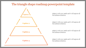 Triangle-shaped infographic with four segments, each labeled with four captions, and arrows pointing upward between sections.