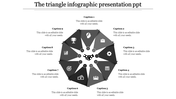 Circular infographic with nine black and gray triangular segments numbered 1 to 9, centered around a handshake icon.