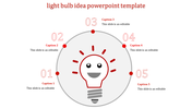 Light bulb graphic with five numbered sections surrounding it, each containing captions.