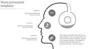 PowerPoint slide featuring a creative illustration of a head with headphones, surrounded by musical notes and instruments.