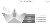 Minimalist travel infographic featuring a paper boat with a person inside, linked to four horizontal caption sections.