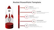 Rocket PPT slide with five key sections from efficiency to national security, with a red rocket icon.