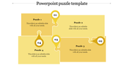 Yellow puzzle PowerPoint template with labeled pieces, each representing a stage in a process from 1 to 4.