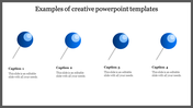 Minimalist slide with four evenly spaced blue pushpins, each paired with a caption, on a white background.