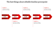 Horizontal flowchart with red gradient arrows illustrating five stages of product development Concept to Launch.