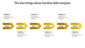 Timeline PowerPoint slide with yellow arrows indicating years from 2015 to 2020, with corresponding captions.