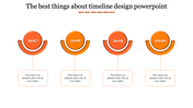 Orange themed timeline presentation template with year markers from 2017 to 2020 with placeholder text.