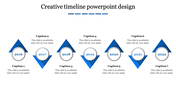 Creative timeline with seven blue triangular markers, each highlighting a year from 2016 to 2022.