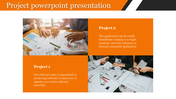 A slide from a project presentation with two projects with images and text descriptions.