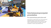 Entertainment presentation template showing kids enjoying a playground with text on the side.