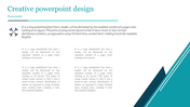 Creative design slide with a bold title, a focus point section featuring an icon, and four blocks arranged in two columns.