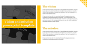 Minimalist vision and mission slide with a grayscale puzzle image, a vibrant yellow title section, and two text blocks.