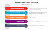 Five horizontal colored bars with rounded ends, numbered and labeled with construction site safety tips.