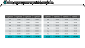 Dual status report tables displaying numerical data under four column headings, with totals in a blue row.