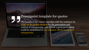 Quote template with a large quotation mark, white text over a dark background, and highlighted phrases in yellow. 