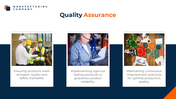 Three square photo cards with captions are centered on a navy and white background under a bold blue and orange heading.