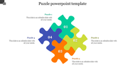 Central puzzle diagram featuring four connected pieces in colors, each numbered and linked to descriptive text outside.
