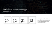 A slide with a countdown timer showing the remaining time for the Crowdale blockchain event set against a digital background.