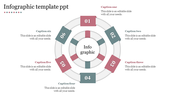 Infographic PowerPoint template with a circular design, featuring six numbered sections and labeled captions.