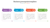 Colorful business PPT template featuring editable sections on business, target, growth, and profit with corresponding icons.