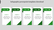 Five rectangular boxes in green and white with triangular details at the bottom, arranged horizontally.
