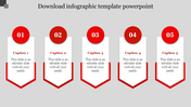 Infographic template featuring five red banners, each numbered 01 to 05, with text placeholders.