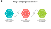 Colorful template featuring teal, red, and green hexagons numbered 1, 2, and 3, with corresponding text below.