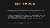 Step by step guide on how to edit shapes in a PPT presentation, including instructions for ungrouping, and changing colors.