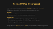 Terms of Use for free SlideEgg users, detailing the permissions for customization, and restrictions on a dark theme.