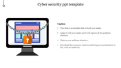 Cybersecurity slide showing a web page locked with a chain and padlock on a monitor, with a text section on the right side. 