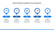 Blue themed timeline layout with five circular year markers from 2017 to 2021, with icons and text boxes.