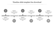 Gray timeline with six circular icons for each milestone, connected by arrows, featuring text sections.