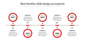 A visually appealing timeline slide featuring years from 2017 to 2021 with circular markers and captions.